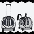 Load image into Gallery viewer, Transparent cat trolley case and backpack, multi-purpose pet carrier with wheels, futuristic design for stylish pet travel.
