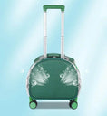 Load image into Gallery viewer, Green transparent cat trolley case with bubble pattern, multi-purpose pet carrier and rolling backpack, futuristic design.
