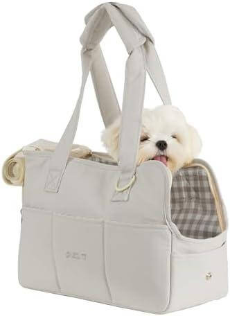 Littlepawgive- Comfort Pet Carrier Bag with small white dog inside for ultimate comfort and safety