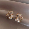 Load image into Gallery viewer, Cute Animal Stud Earrings For Women Cat Simulated Pearl Earring Kitten Horse Bird Rhinestone Earring Girl Party Birthday Jewelry
