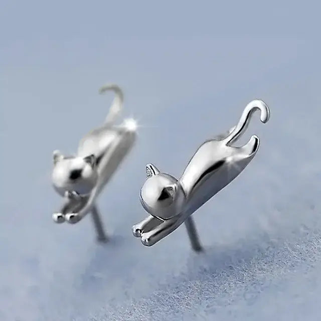 925 Sterling Silver Cute Cat Earrings from Bridal Jewelry Set for Women -Littlepawgive