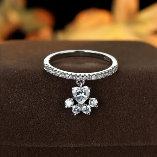 Charming Cat Paw & Dog Claw Zircon Ring for Women