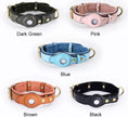 Load image into Gallery viewer, Heavy-duty leather dog collars in dark green, pink, blue, brown, and black with Airtag holders for ultimate pet safety and durability.
