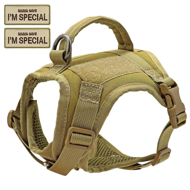 Cat Tactical Harness Vest with Handle for Cats in khaki- featuring military-grade durability by Littlepawgive. Includes I'M SPECIAL patches