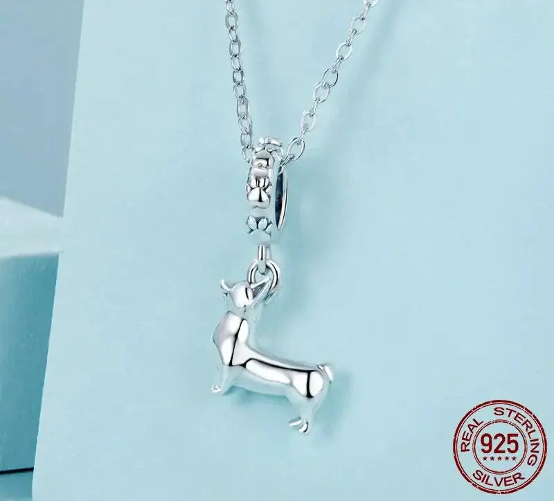 925 sterling silver dog pendant on a chain perfect for bracelets and necklaces -Littlepawgive