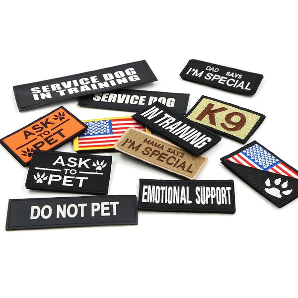 Assorted K9 Tactical Patches for Dog Vest, Harness Collar - Service Dog, Emotional Support, and Personalized Designs - Littlepawgive