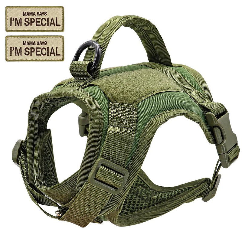 Tactical Cat Harness Vest with Handle Littlepawgive Military-Grade Nylon Pet Vest in Green with I'm Special Patch