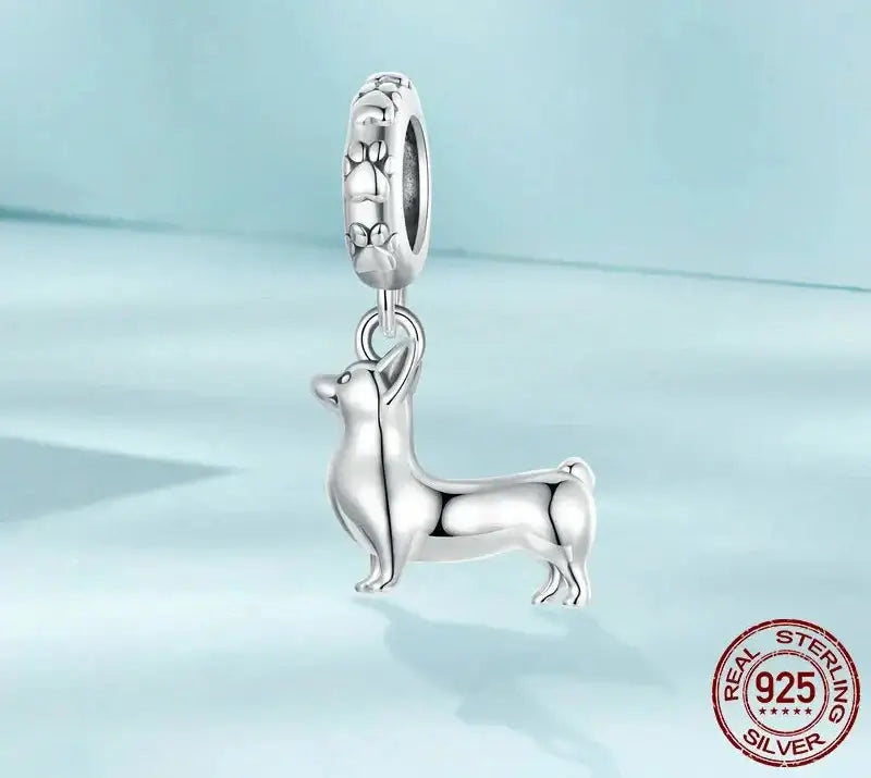 925 sterling silver dog pendant perfect for bracelets and necklaces -Littlepawgive