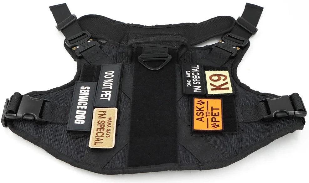 K9 Tactical Patch Bundle for dog vest with personalized patches from Littlepawgive Durable- high-quality patches for service dogs