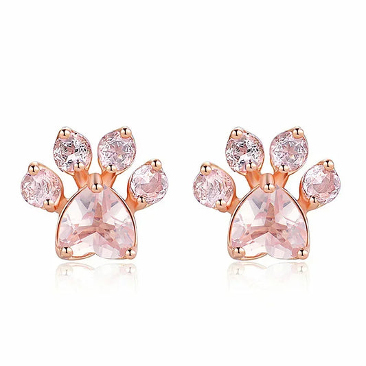 New Footprint Small Stud Earrings for Women Simple Zircon Dog Cat Paw Kitten Girl Mini Earring Ear Piercing Charm Jewelry Gift