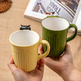 Load image into Gallery viewer, Two Cartoon Cute Cat Ceramic Mugs gift -Littlepawgive
