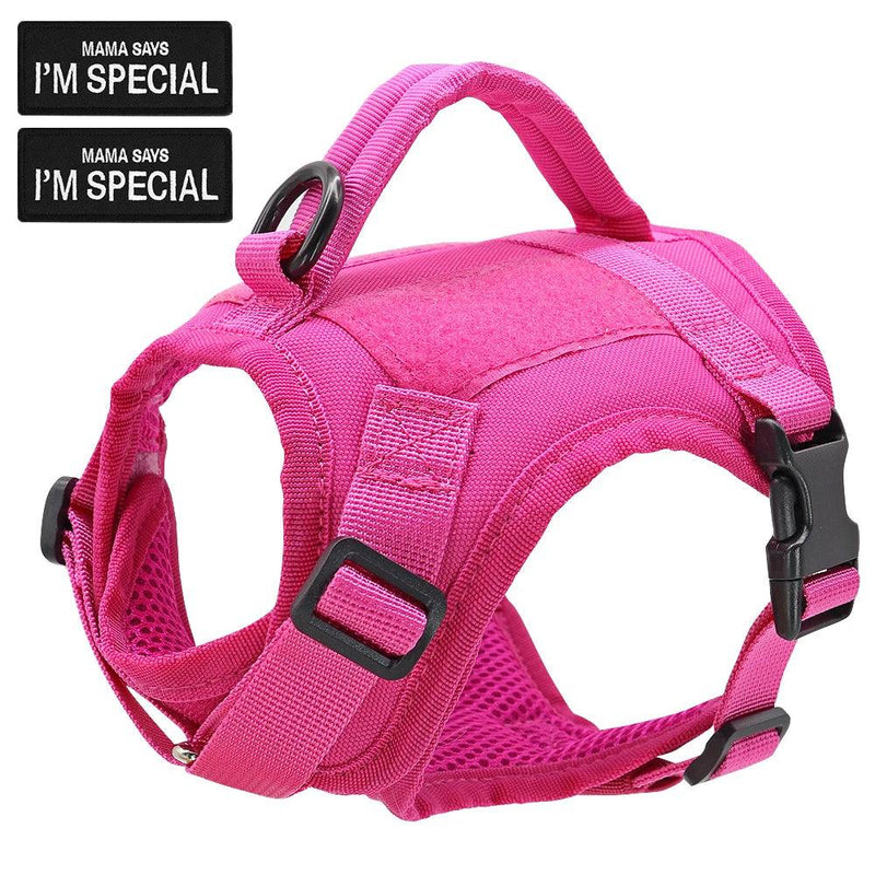 Durable pink Cat Tactical Harness Vest with handle, featuringMama Says I'm Special patches - Littlepawgive