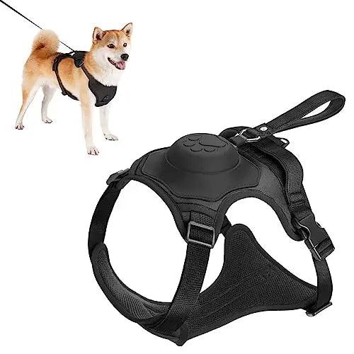 Anti-Burst Impact Harness and Retractable Leash set on a dog showcasing flexible anti-twist rope-Littlepawgive