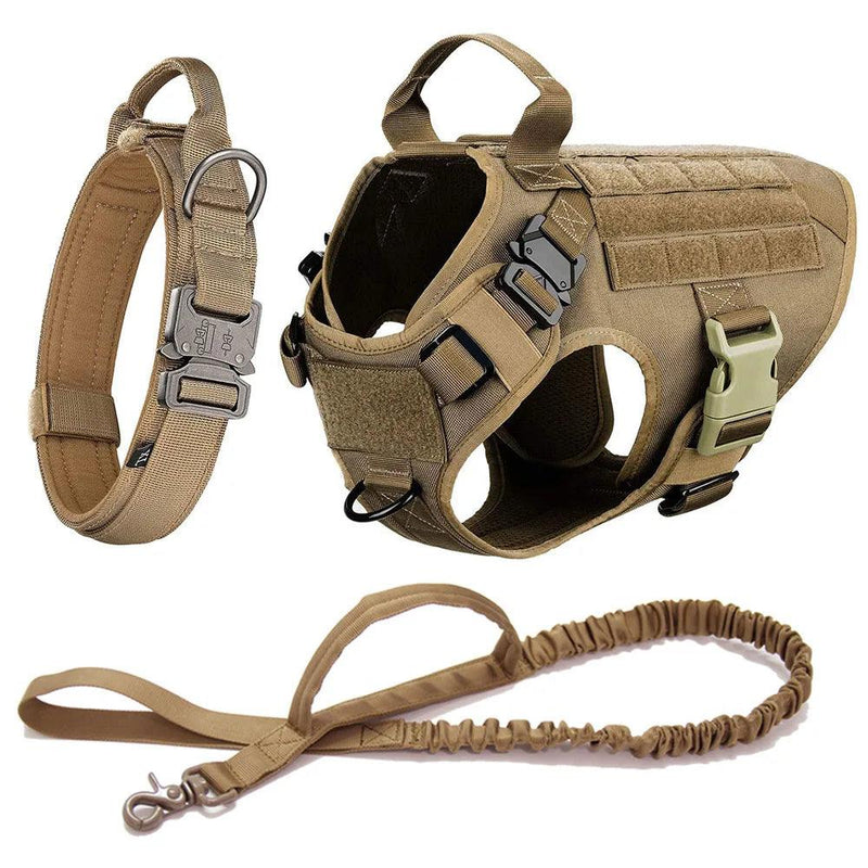 Tactical dog harness set no pull with leash and collar durable military-style harness for large breeds adjustable for comfort - littlepawgive