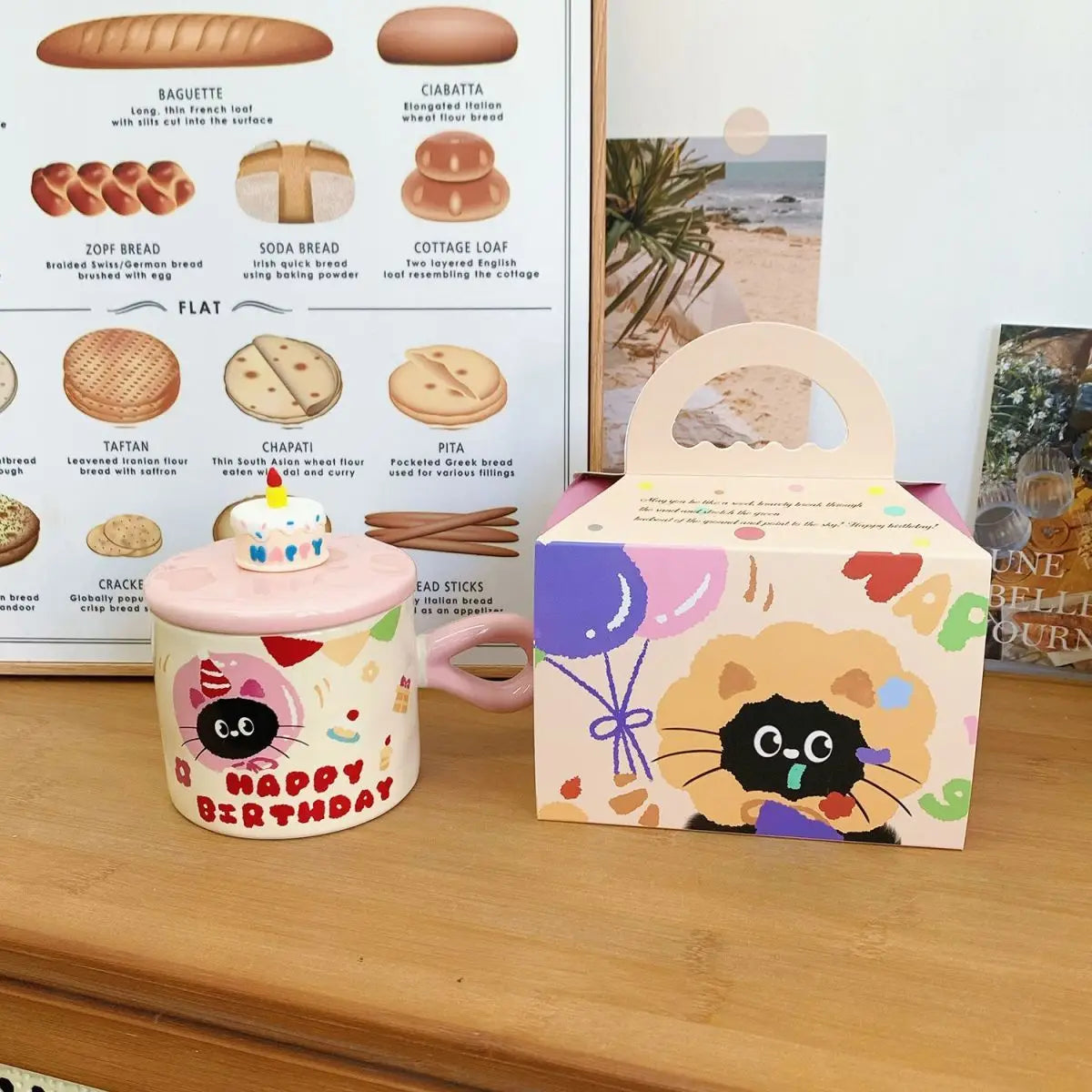 Cute Cat Covered Ceramic Mug,High-end Coffee Mugs,Couple Birthday Gift Water Cup, Home Breakfast Milk Cups,Christmas Kawaii Cup