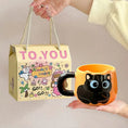 Load image into Gallery viewer, Adorable Cartoon Cat Ceramic Mug with Spoon - Perfect Gift
