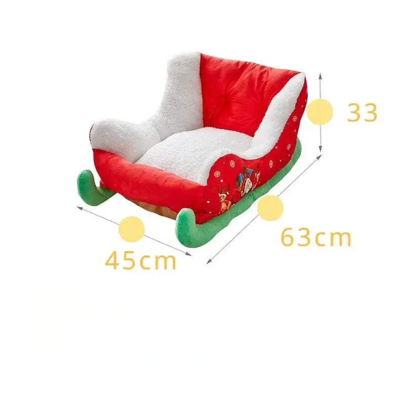 Cozy Christmas Sleigh Pet Bed