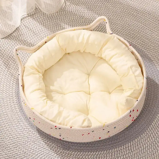 Cat's Nest Dog's Nest Small Pet Round Cotton Rope Nest Small House Easy To Clean Dog's Nest Cat's Nest, Winter Cat's Nest