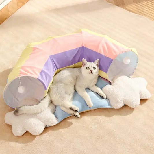 Rainbow Tunnel Cat Nest - Play & Rest Haven