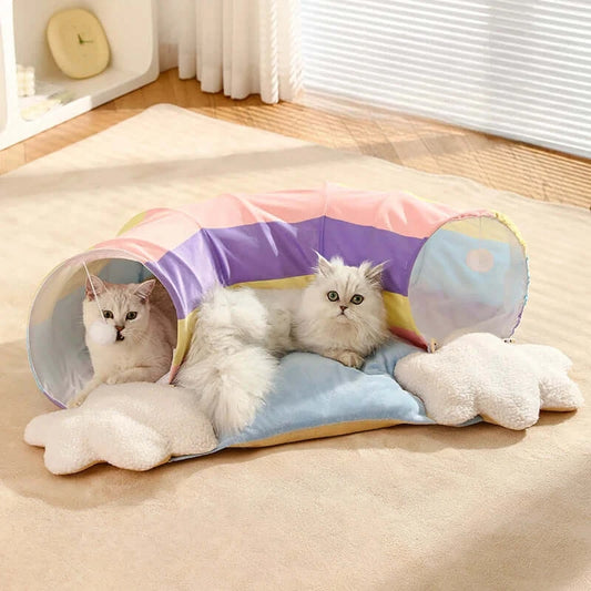 Rainbow Tunnel Cat Nest - Play & Rest Haven