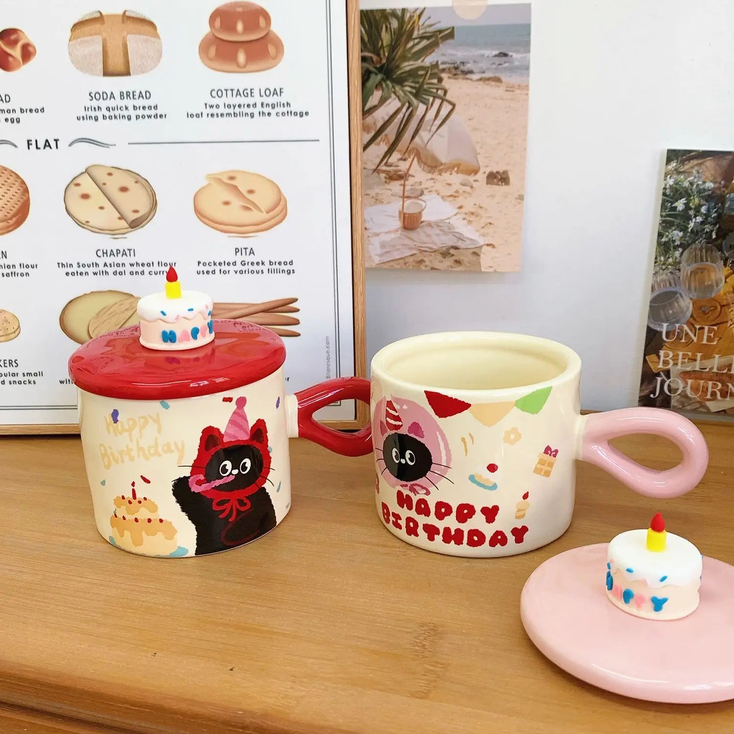 Red Cat Box  Ceramic Mug with Lid - Perfect Gift