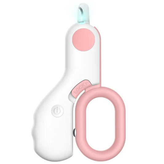 Pet Nail Clippers-Cutter with LED Light for safe and precise grooming featuring ergonomic pink handle by littlepawgive