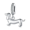 Load image into Gallery viewer, 925 sterling silver dog pendant with crystals, perfect fit for bracelets and necklaces-Littlepawgive
