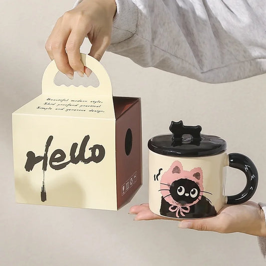 Cat Ceramic Mug with Lid - Perfect Gift