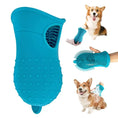 Load image into Gallery viewer, 2-in-1 blue dog paw cleaner and grooming brush designed for easy pet cleaning and grooming with textured surface.
