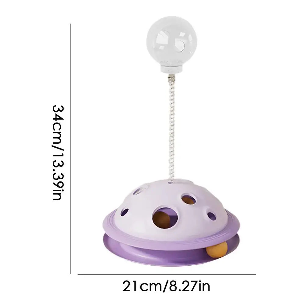 Ball Track Cat Toy Dog Feeder Slow Eating Self-entertainment Food Leak Ball With Spring Rod For Kitten Playing