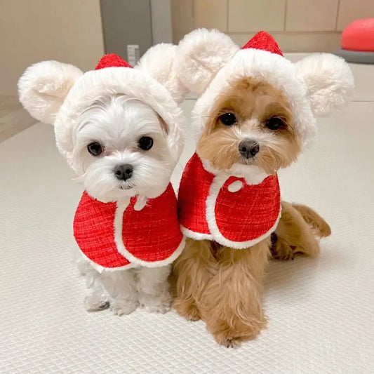 Charming Christmas Pet Cloak with Ears - Cozy & Stylish