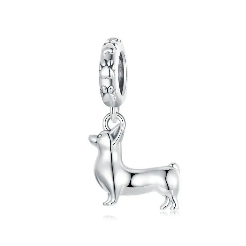 925 sterling silver dog pendant charm for bracelets and necklaces-Littlepawgive