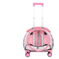 Load image into Gallery viewer, Transparent pink cat trolley case, multi-purpose pet carrier with wheels and backpack straps for travel.
